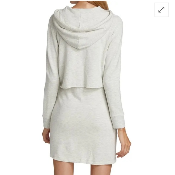 NWOT Monrow Supersoft Double Layer Hoody Dress in Ash Gray (Small) - Picture 4 of 15